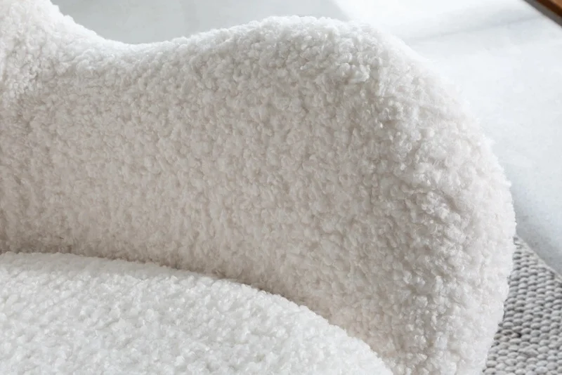 Bequemer Schaukelstuhl HYGGE weiss Bouclé Sessel