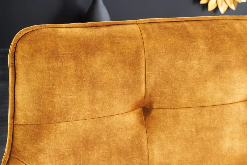 Elegante Sitzbank HORA ca.160cm Samt ocker-gelb Retrostil Armlehnen