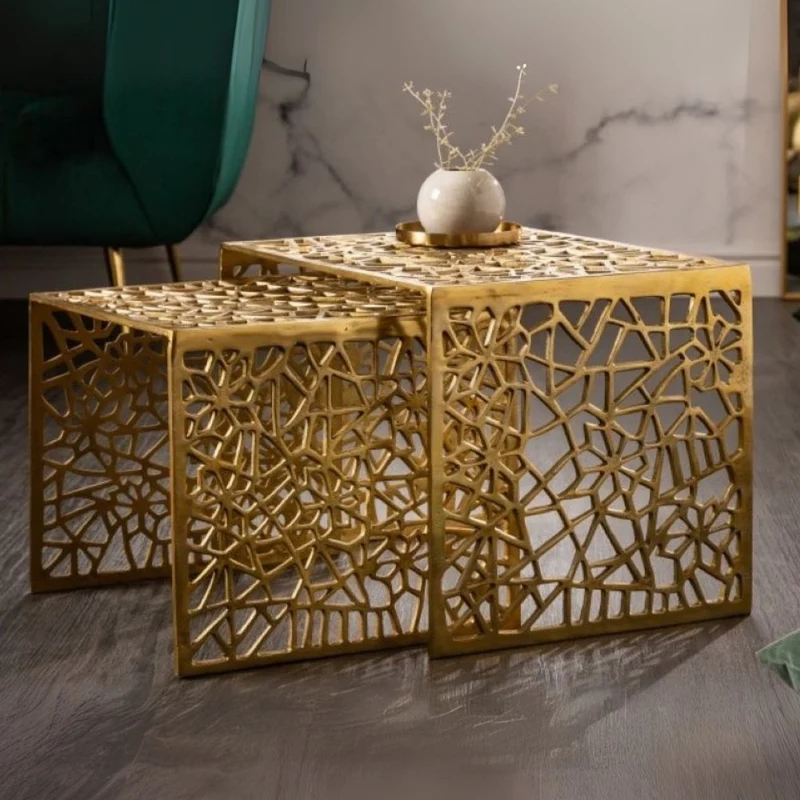 Design Couchtisch 2er Set RIAS Aluminium ca.50cm gold