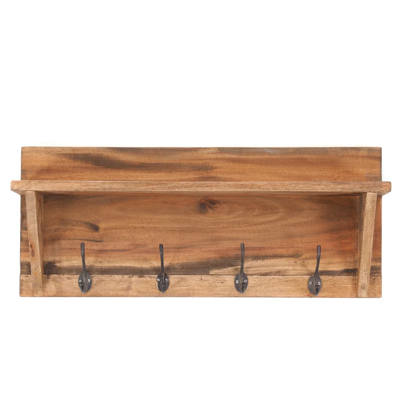 WANDGARDEROBE MIT REGAL "VINTAGE" | 60x26cm (BxH) | Kleiderhaken | Farbe: 01 natur-vintage