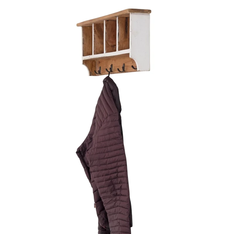 RUSTIKALE WANDGARDEROBE mit Fächern "VINTAGE 70" | 70x27x11cm(BxHxT) | Farbe: 06 weiß-landhaus
