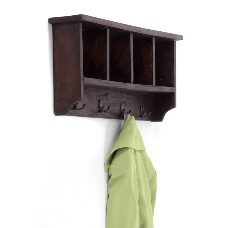RUSTIKALE WANDGARDEROBE mit Fächern "VINTAGE 70" | 70x27x11cm(BxHxT) | Farbe: 03 dunkelbraun