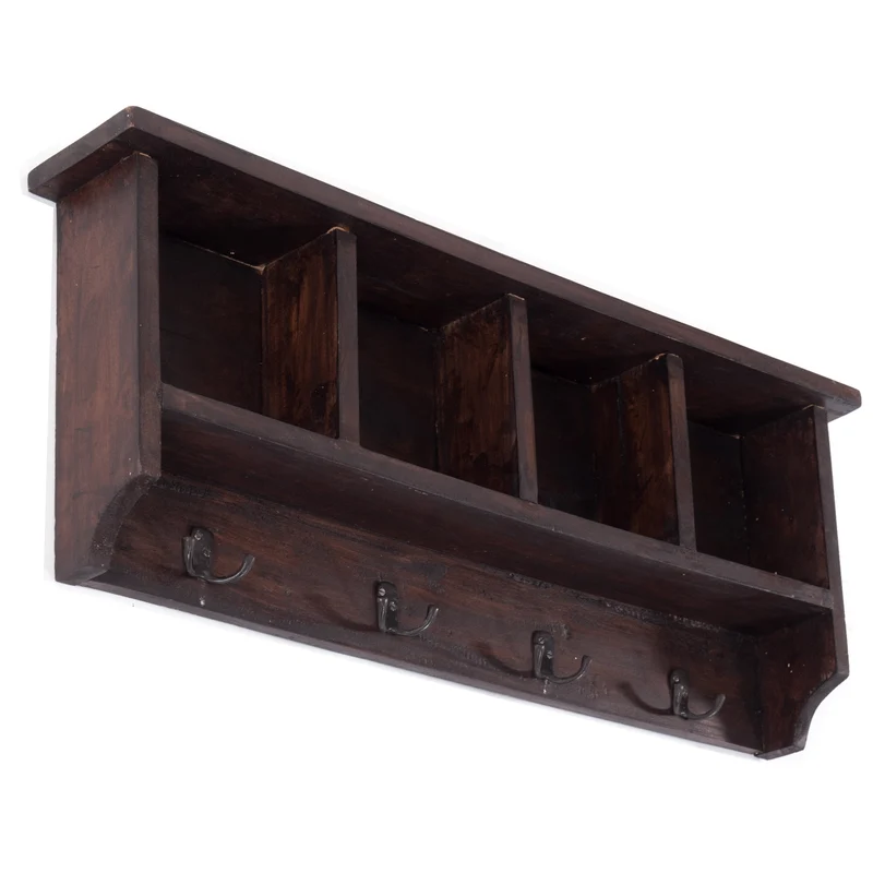 RUSTIKALE WANDGARDEROBE mit Fächern "VINTAGE 70" | 70x27x11cm(BxHxT) | Farbe: 03 dunkelbraun