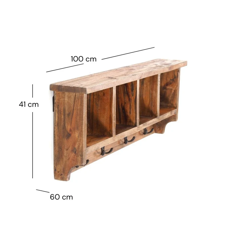 RUSTIKALE WANDGARDEROBE mit Fächern "VINTAGE 70" | 70x27x11cm(BxHxT) | Farbe: 01 natur-vintage