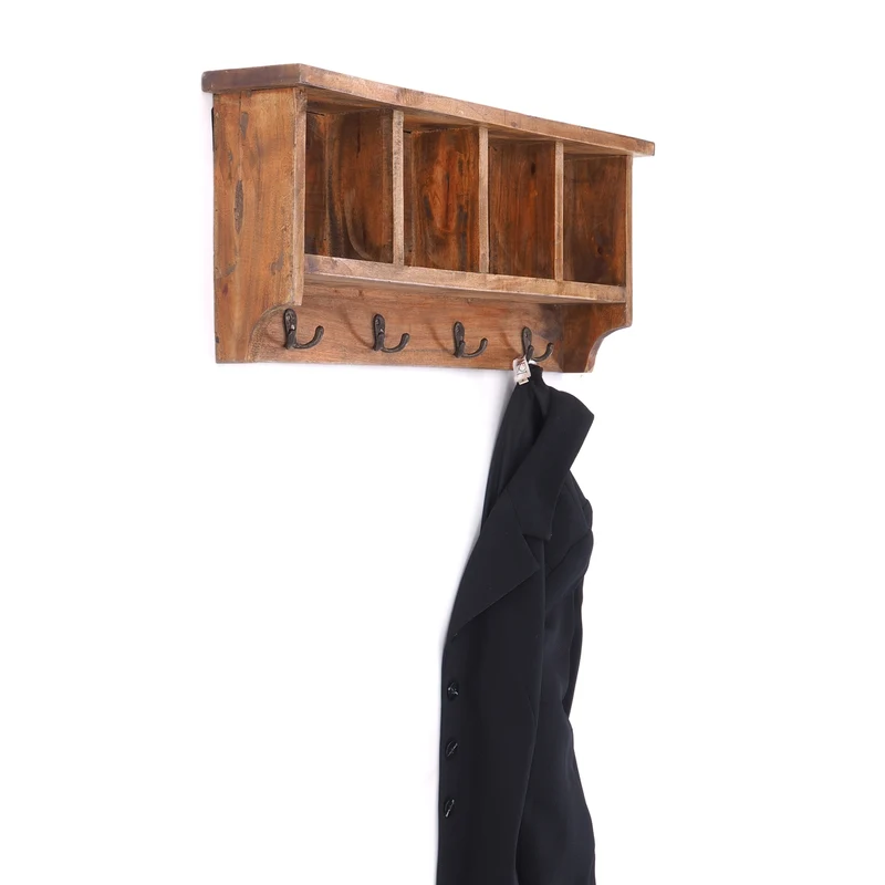 RUSTIKALE WANDGARDEROBE mit Fächern "VINTAGE 70" | 70x27x11cm(BxHxT) | Farbe: 01 natur-vintage
