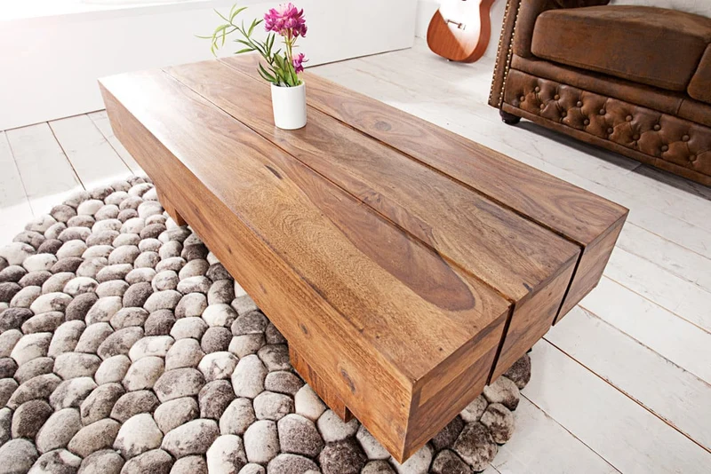 Puristischer Couchtisch SAMANTI 100cm Massivholz Palisander