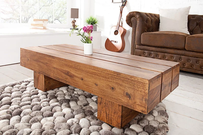 Puristischer Couchtisch SAMANTI 100cm Massivholz Palisander