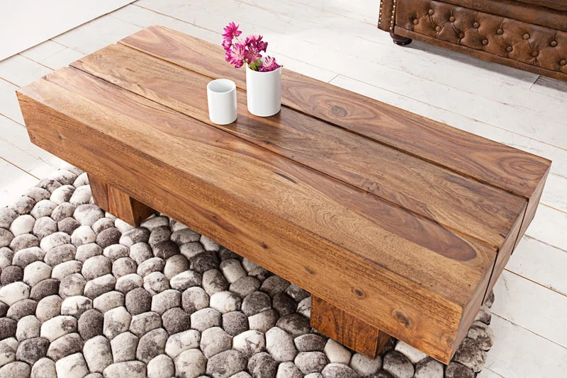 Puristischer Couchtisch SAMANTI 100cm Massivholz Palisander
