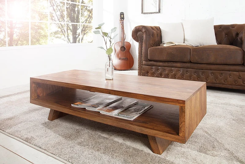 Puristischer Couchtisch SHIVA ca.110cm Sheesham TV-Board