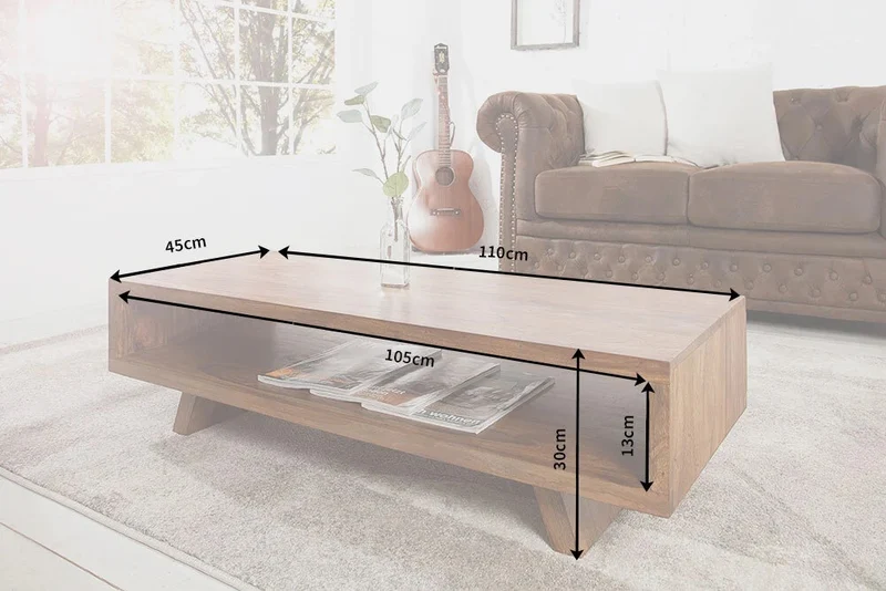 Puristischer Couchtisch SHIVA ca.110cm Sheesham TV-Board