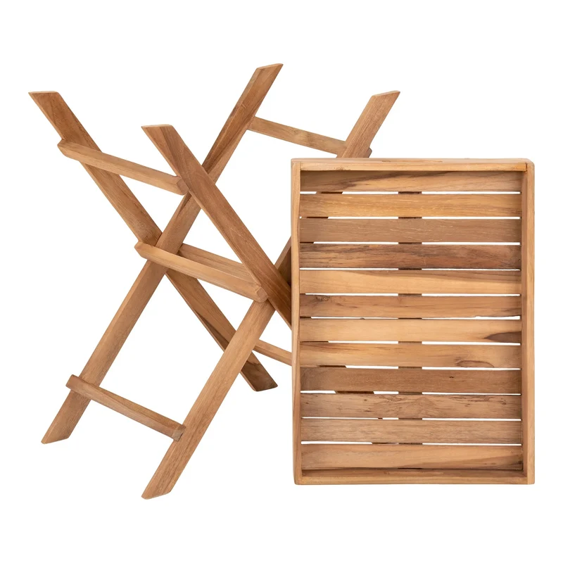 Klappbarer Teak Tablett-Tisch FLEX Natural 50cm Beistelltisch
