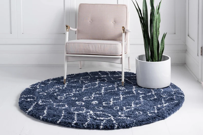 Teppich "MARA Shaggy" Rund Marineblau 150x150 cm
