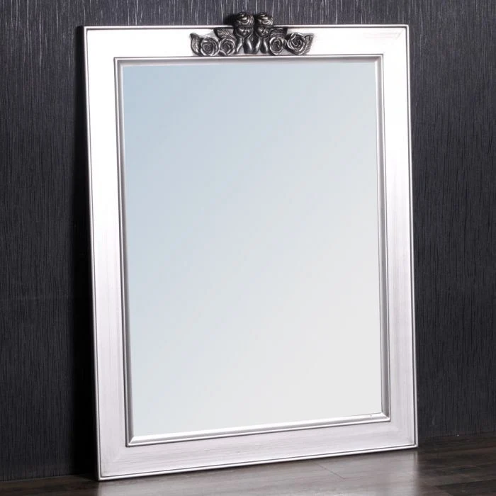 Spiegel ANGELO mit Engel-Ornament silber-antik 78x60cm