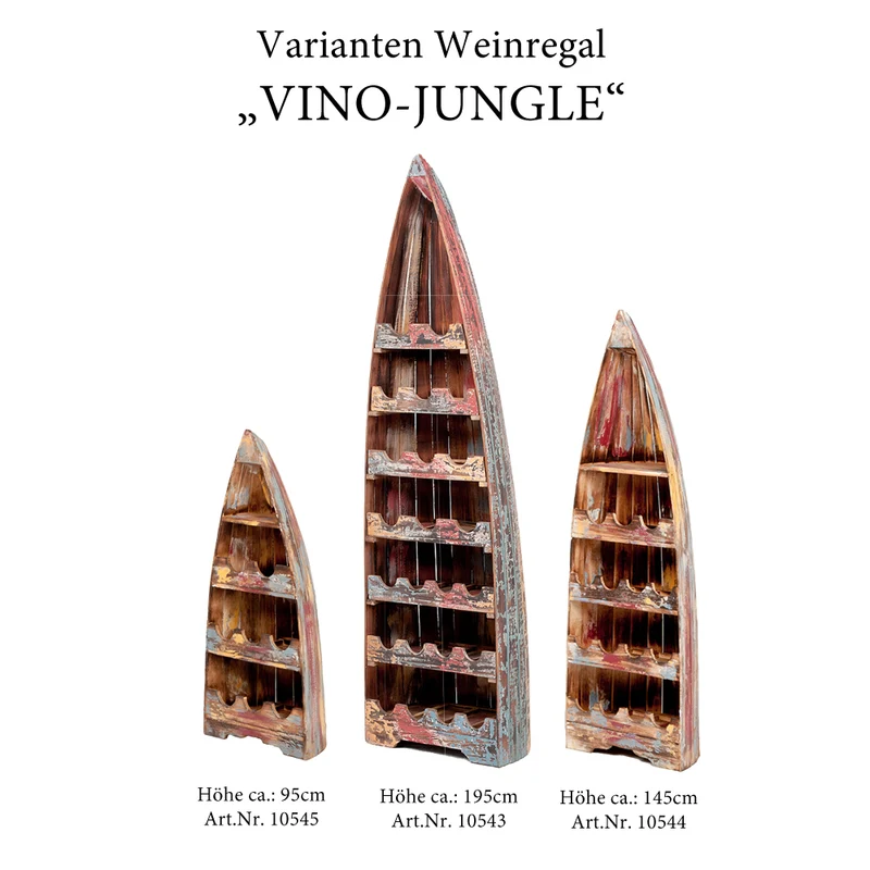 Massivholz Bootsregal Weinregal VINO 150cm Multi-Color