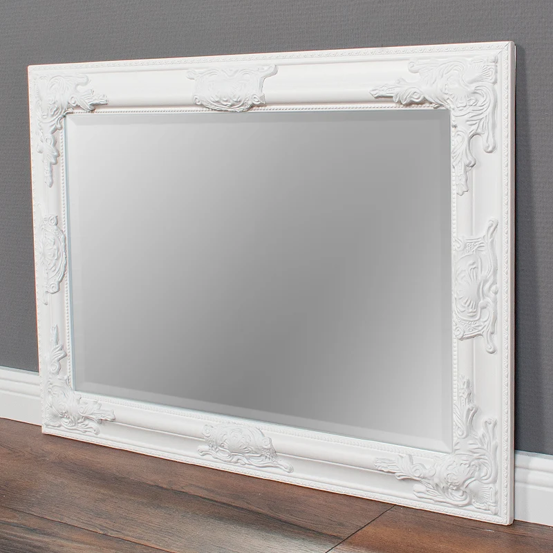 Eleganter Barock-Spiegel BESSA 80x60cm weiss Holzrahmen