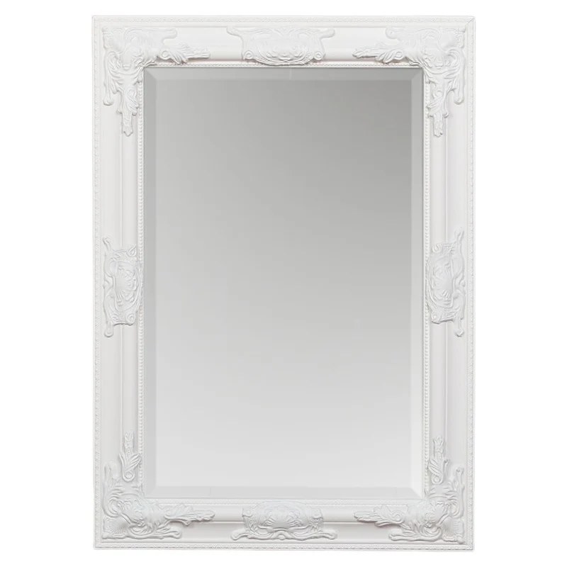 Eleganter Barock-Spiegel BESSA 80x60cm weiss Holzrahmen