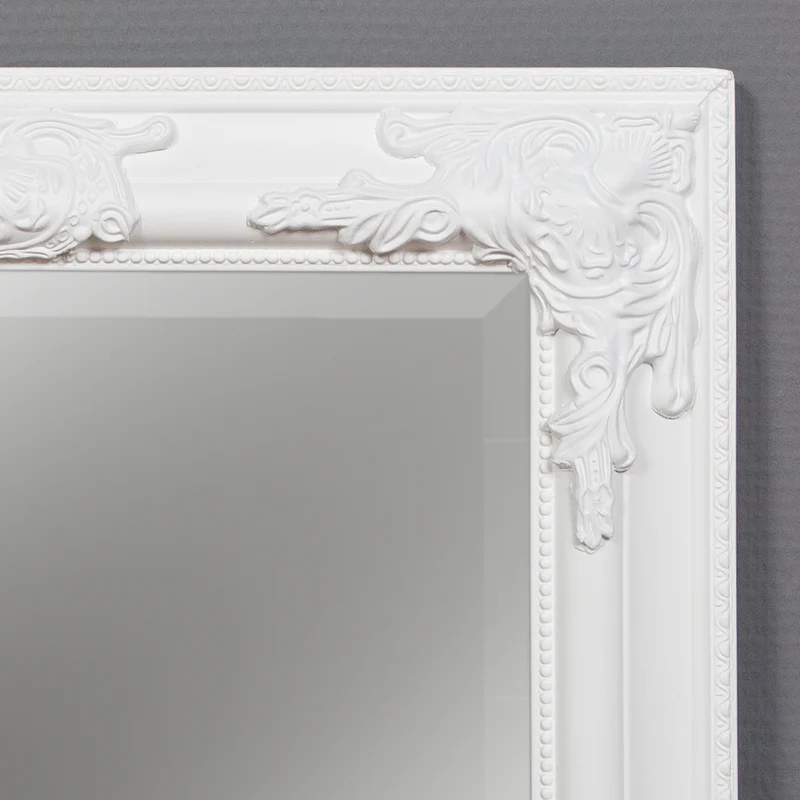Eleganter Barock-Spiegel BESSA 80x60cm weiss Holzrahmen