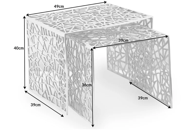 Design Couchtisch 2er Set RIAS Aluminium ca.49cm silber