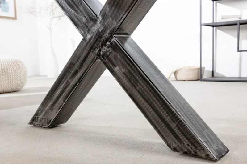 Industrie-Design Esstisch REFLEX 180cm recyceltes Holz X-Gestell