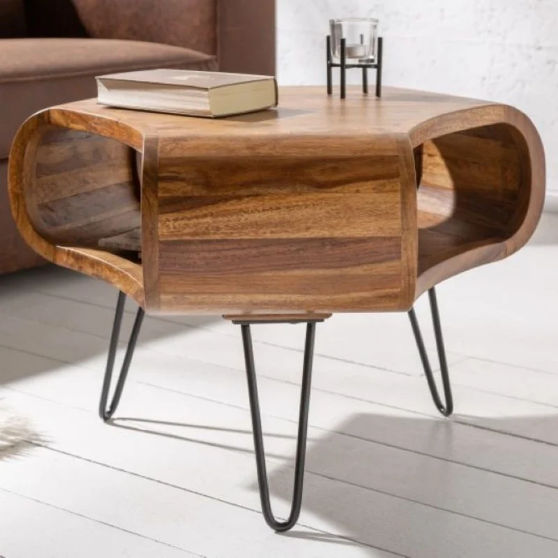 Design Couchtisch LIVE-RANIC ca.70cm Palisander Metallbeine