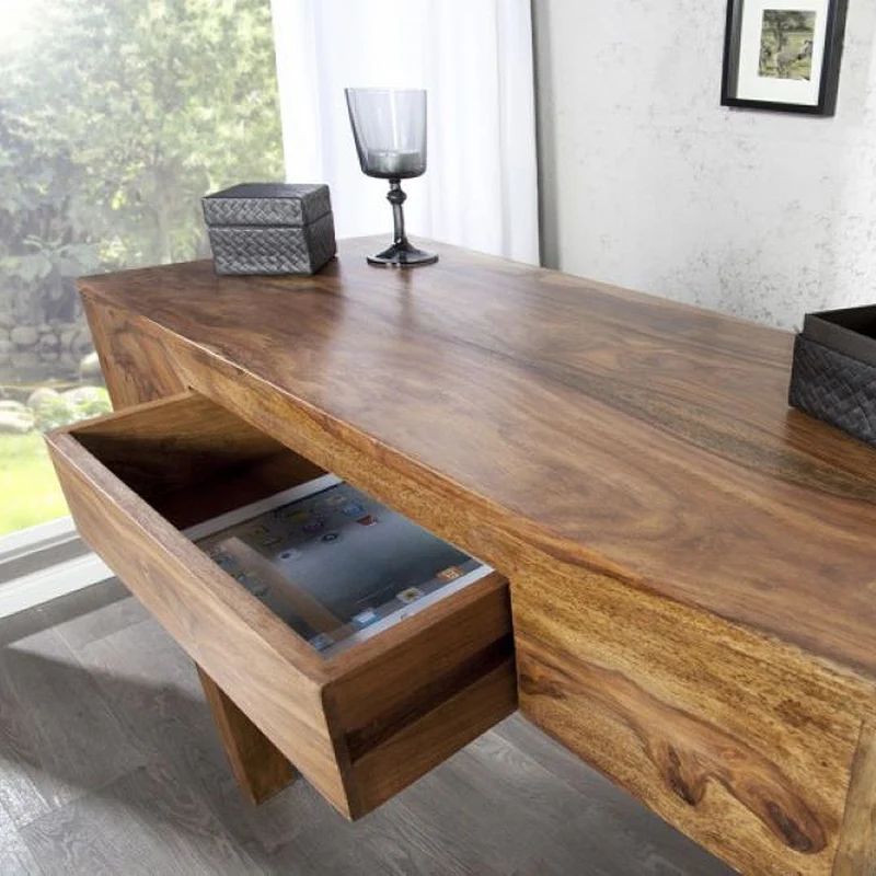 Design Schreibtisch KARA 100cm mit Schublade massiv Palisander