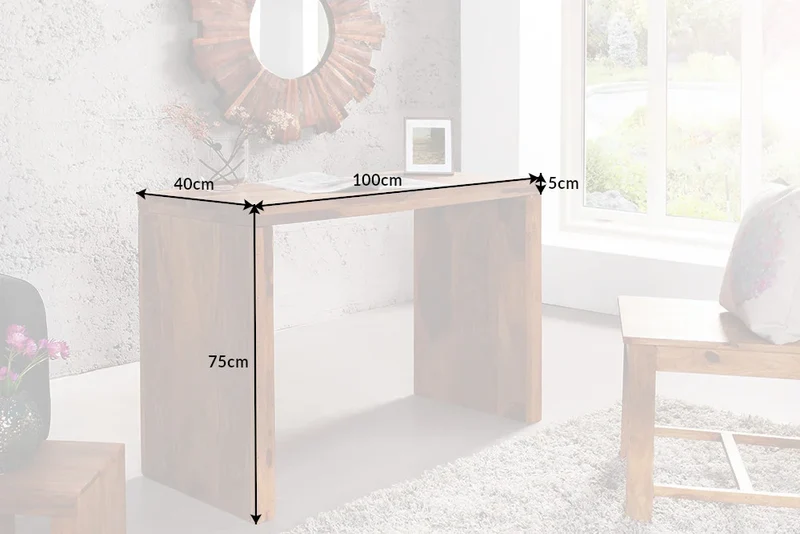 Puristischer Schreibtisch KARA 100cm Konsolentisch massiv Palisander