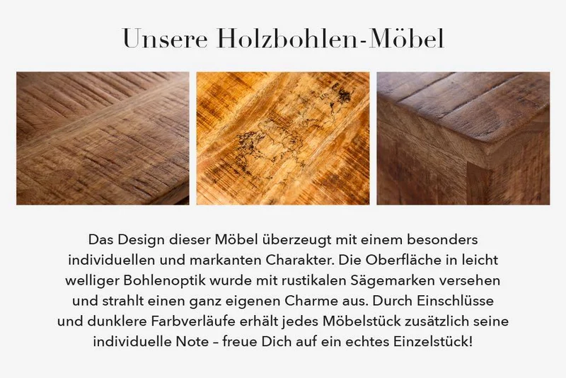 Massiver Couchtisch ARTE-PLUS 100cm natural Mango-Holz