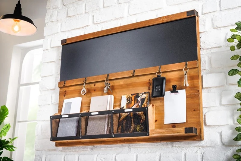 Alltagshelfer Wandboard MURAL 80cm Pinie Kreidetafel Haken