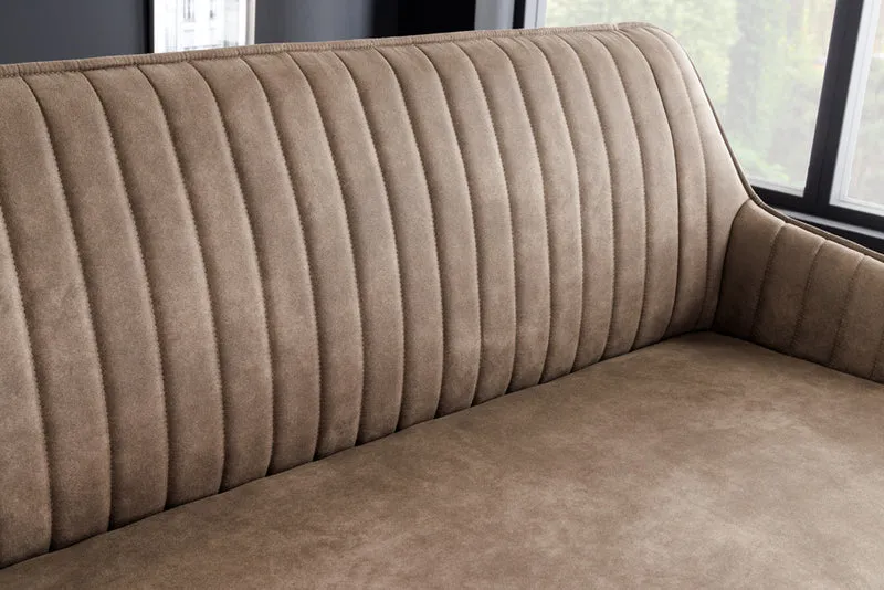 Elegante Sitzbank MILAN ca.160cm Mikrofaser taupe Armlehnen