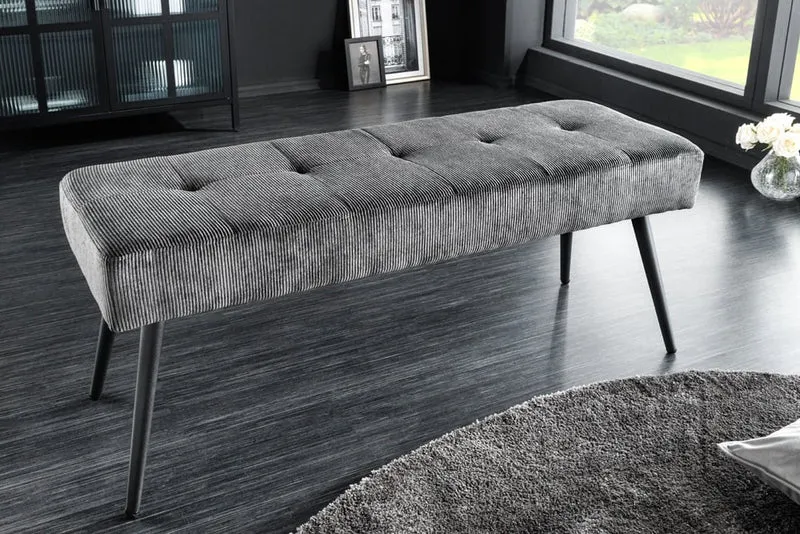 Moderne Sitzbank BELLE 100cm dunkel-grau Cord