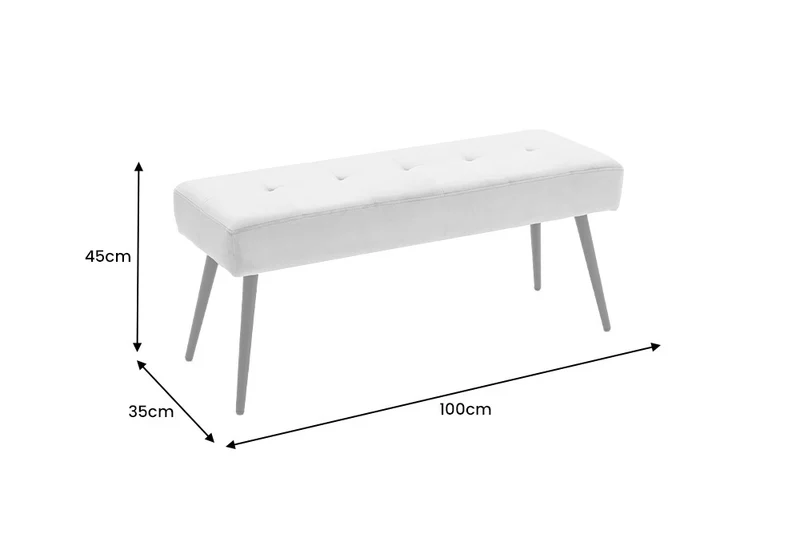 Moderne Sitzbank BELLE 100cm dunkel-grau Cord