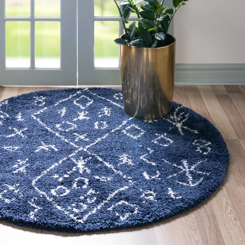 Teppich "MARA Shaggy" Rund Marineblau 150x150 cm