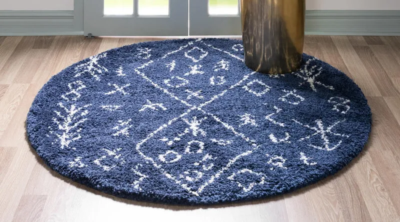 Teppich "MARA Shaggy" Rund Marineblau 150x150 cm