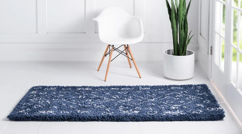 Teppich MARA Shaggy Läufer Marineblau 80x185 cm