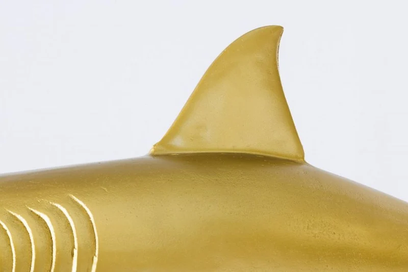 Deko-Figur Haifisch 103cm SHARK gold Aluminium Maritim Hai Skulptur
