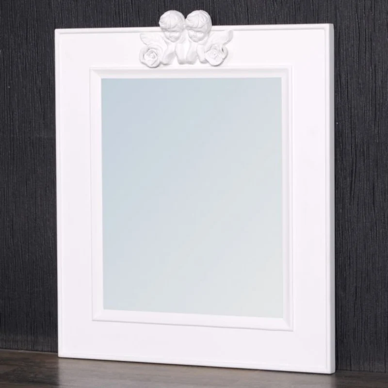Spiegel ANGELO mit Engel-Ornament weiss 48x40cm Holzrahmen
