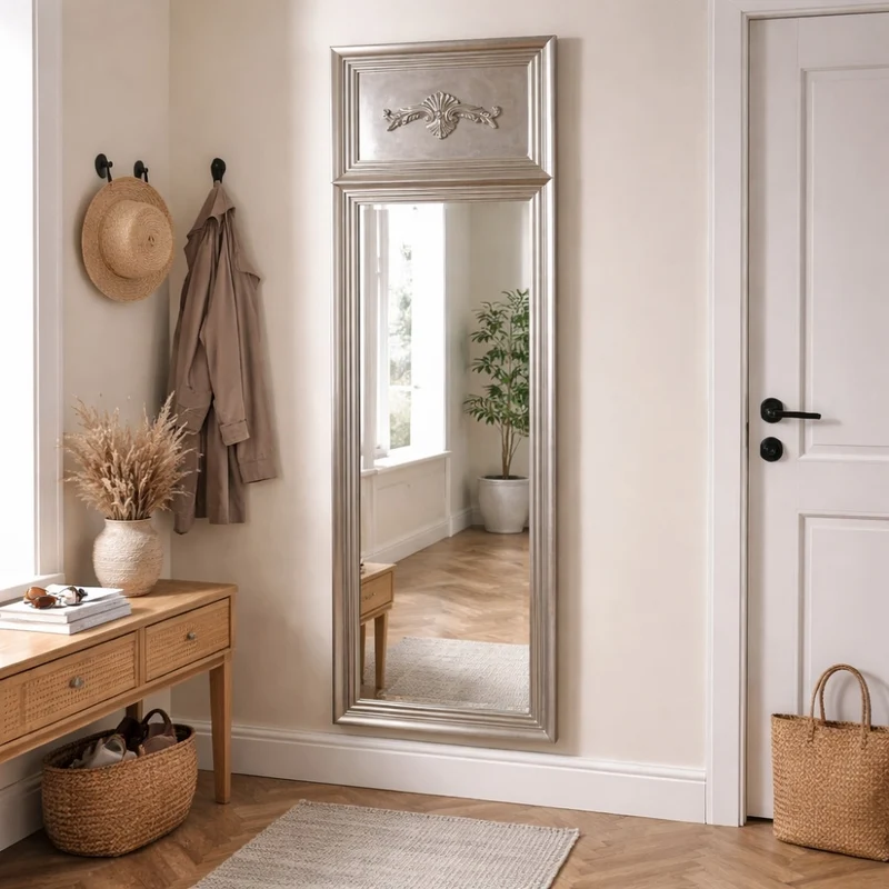 Barock Spiegel IMPRESS silber 180x60cm Holzrahmen