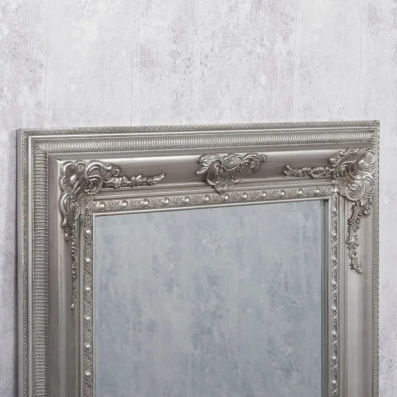Romantischer Barock Spiegel EVE Silber-Antik ca. 180x100cm