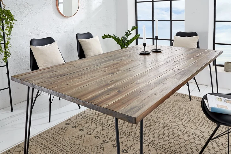 Industrie-Look Esstisch ALINA 160cm living-brown Akazie Metallbeine