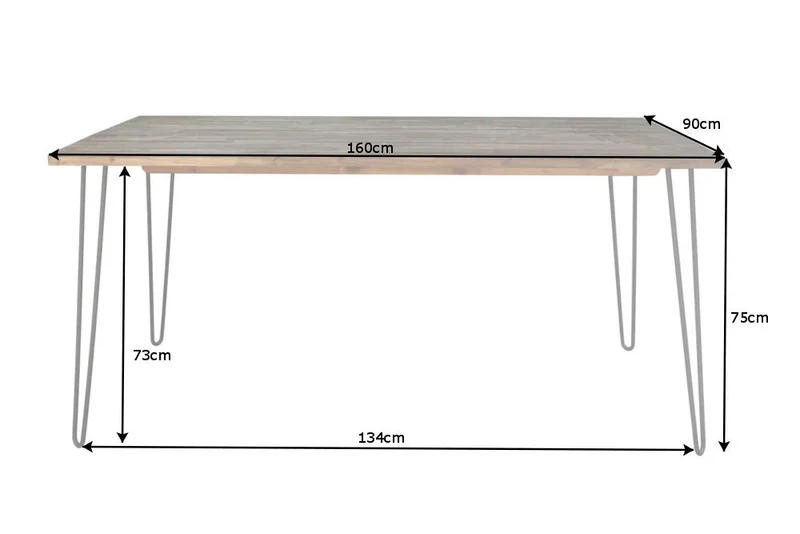 Industrie-Look Esstisch ALINA 160cm living-brown Akazie Metallbeine