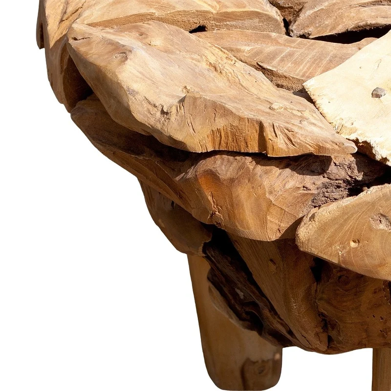 Teakwurzel Couchtisch BOSCO 60cm Natural Massivholz Glasplatte