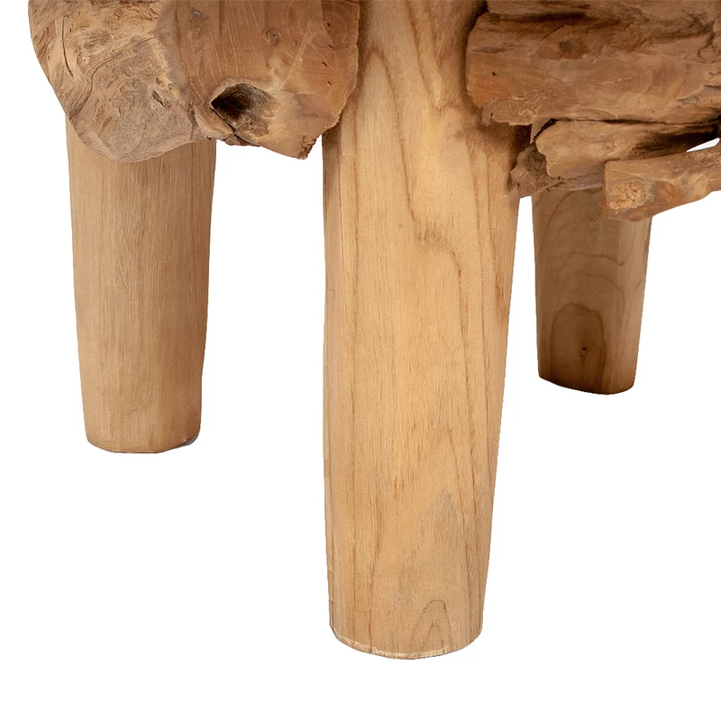 Teakwurzel Couchtisch BOSCO 60cm Natural Massivholz Glasplatte