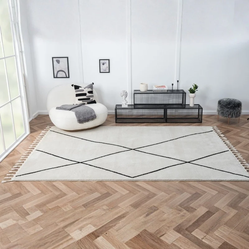Teppich ORIENTAL-String rechteckig weiss diverse Größen