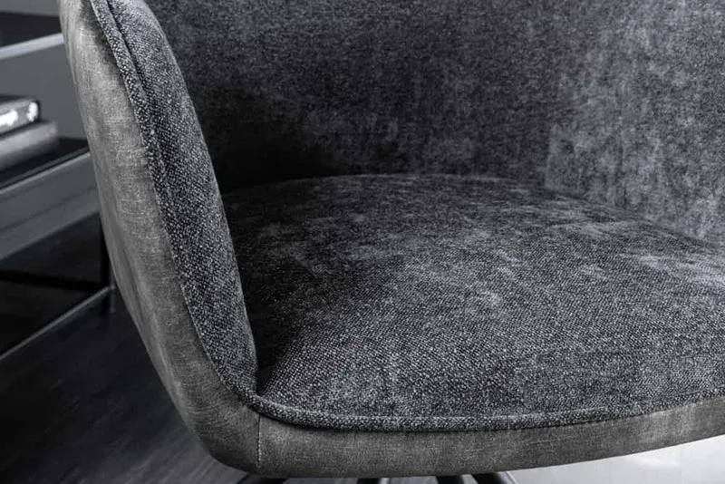 Eleganter Drehstuhl FLORENZ dunkelgrau Samt Strukturstoff