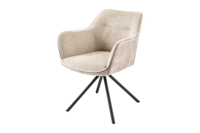 Eleganter Drehstuhl FLORENZ champagner Samt Strukturstoff