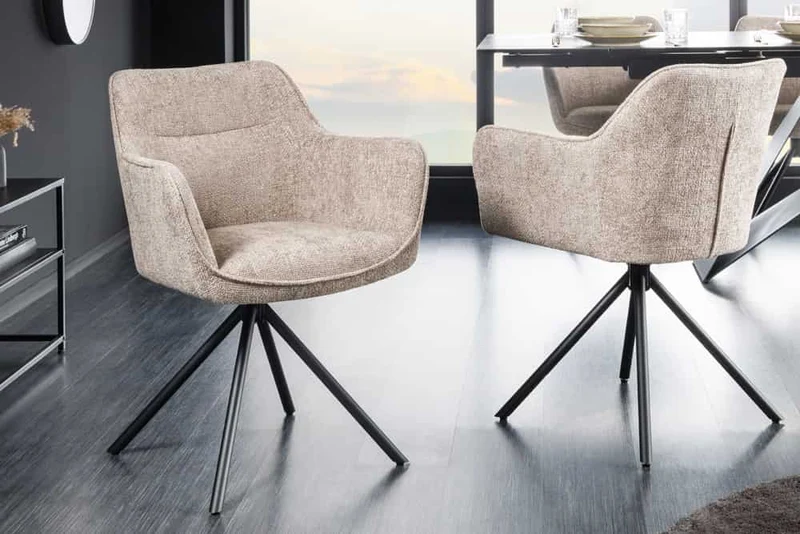 Eleganter Drehstuhl FLORENZ champagner beige Strukturstoff