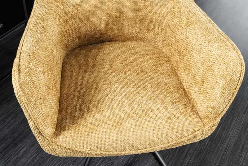 Eleganter Drehstuhl FLORENZ gold-gelb Strukturstoff Metallgestell
