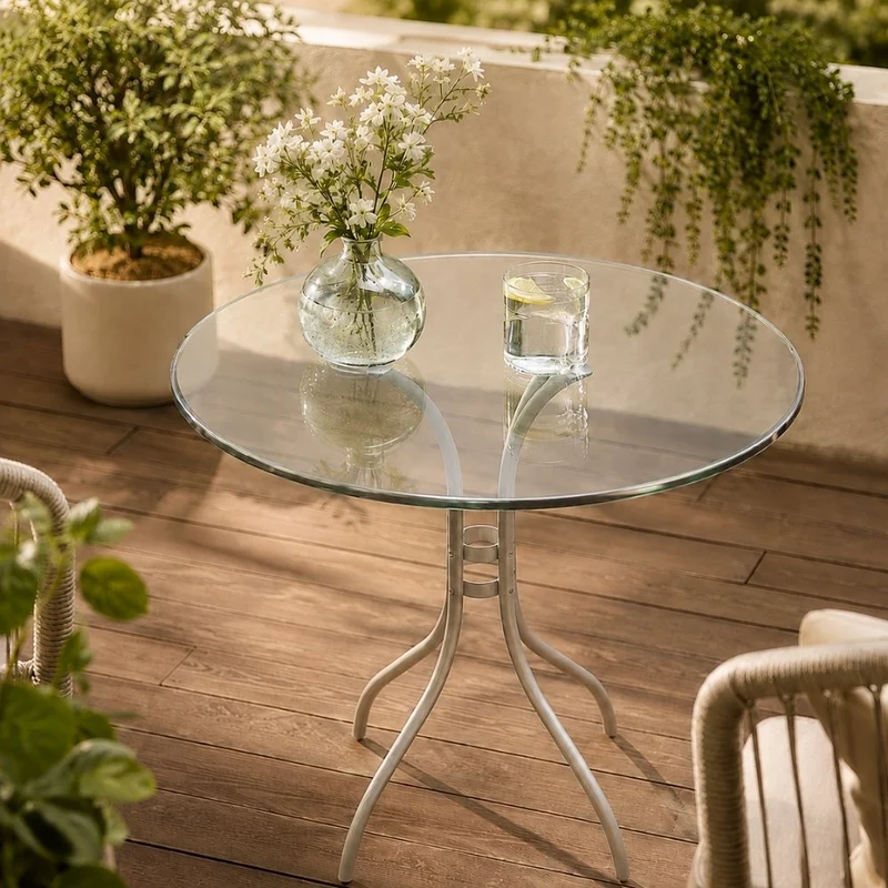 Glasplatte TERRY 70cm Rund 8mm gehärtetes Glas