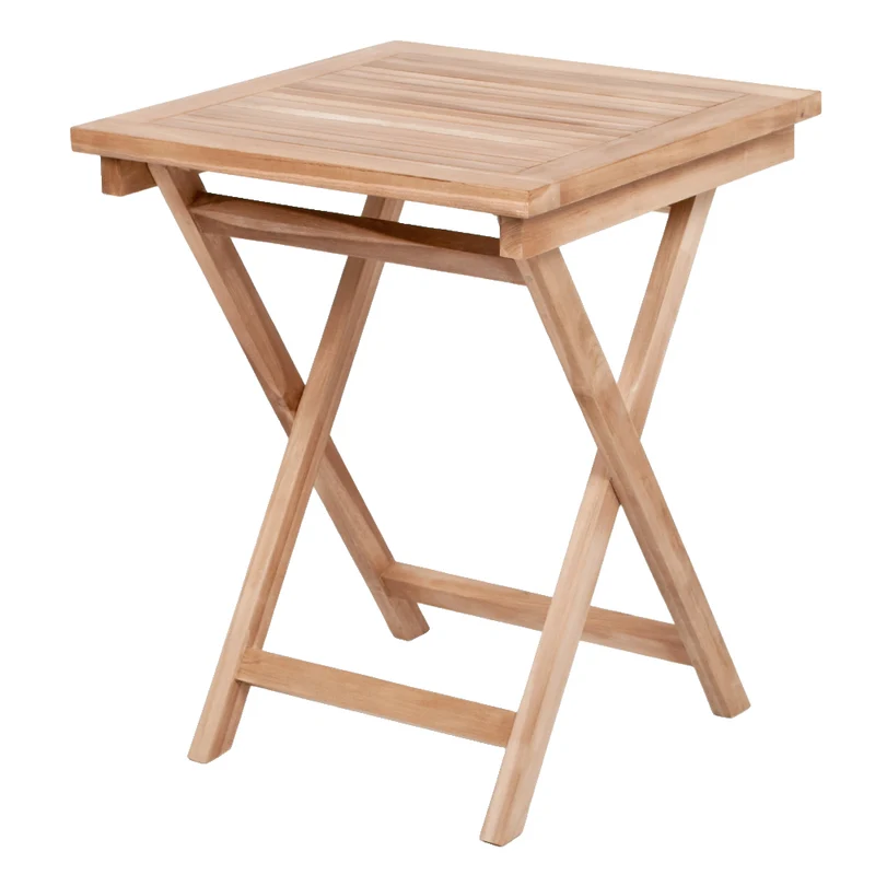 Klappbarer Teak Esstisch KURSI 60x60cm Natural Balkontisch