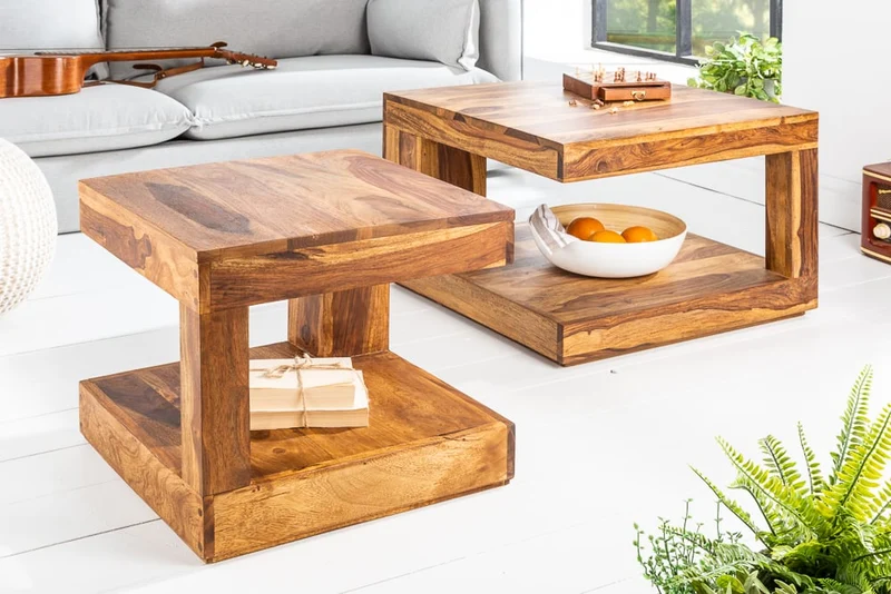 Puristischer Couchtisch SHIVA 45cm Massivholz Palisander